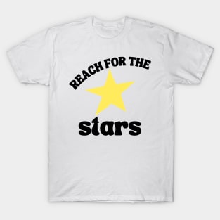 Reach For The Stars. Retro Typography Inspirational Quote. T-Shirt